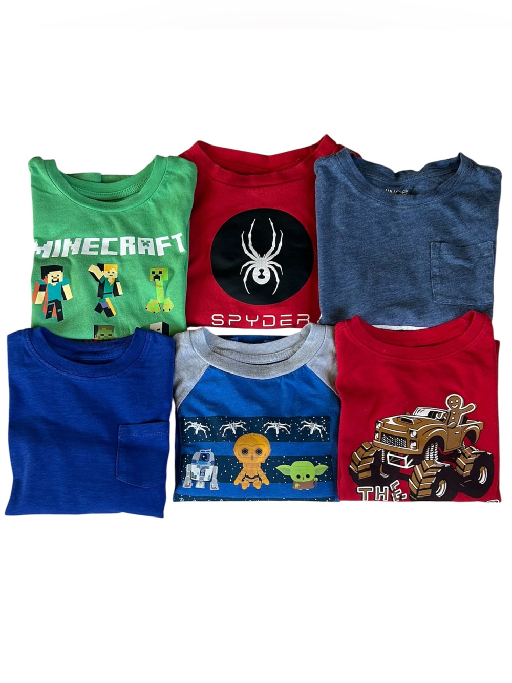 Boys Long Sleeve Shirt Lot Bundle 6 Piece Gap Minecraft Star Wars Spyder 5-6